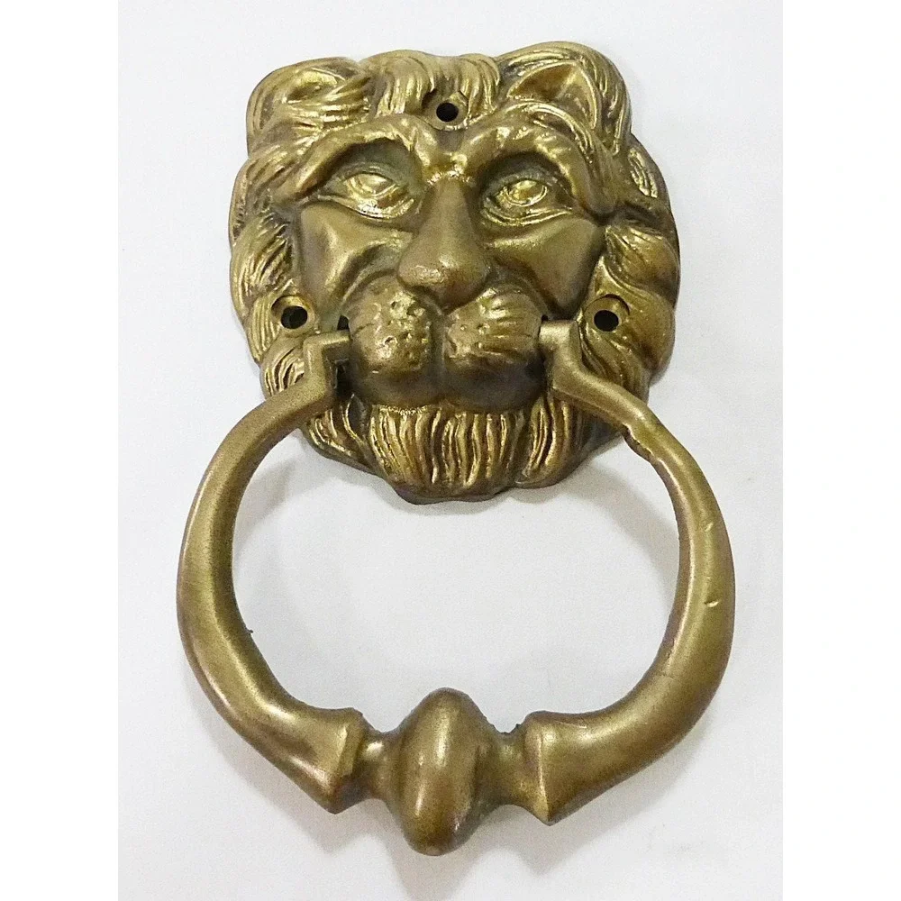 Vtg door knocker lion head solid brass Victorian style heavy renaissance